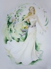 Bride in dress with bouquet sketch